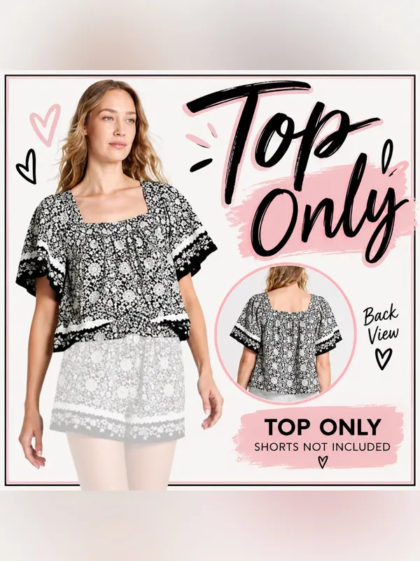 Universal Thread Black & White Square-Neck Boho Top - Image 2