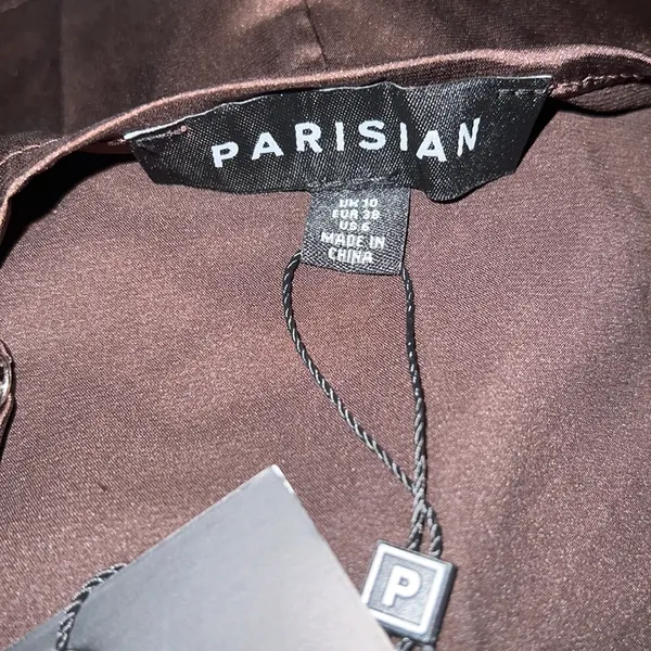 New Parisian satin cami strap top with‎ cowl neck in chocolate brown - Image 6