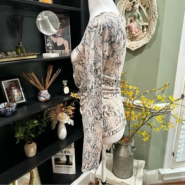 AFRM X Nordstrom Snake Skin Print Cut Out Bodysuit Size M - Image 8