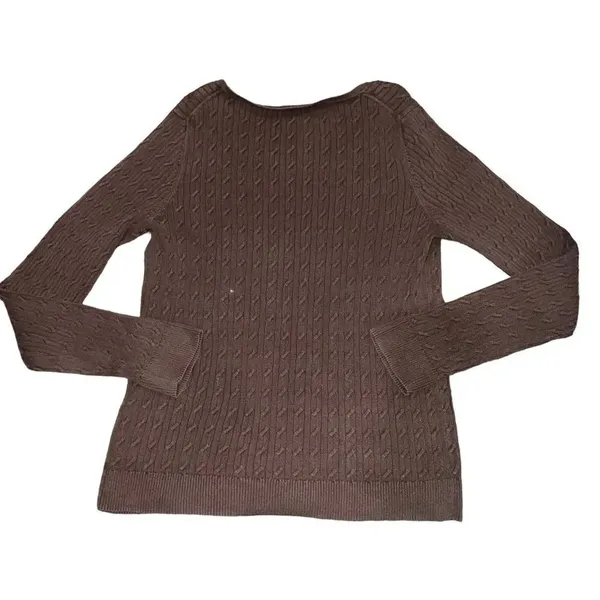 Talbots brown ribbed V‎ neck sweater 14 - Image 2