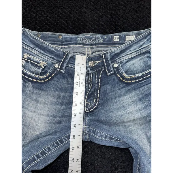 Miss Me Womens Bootcut Jeans Medium Wash Embroidered Studded Mid Rise Sz 29 - Image 12