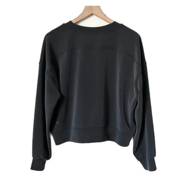 Lululemon Perfectly Oversized Cropped Crew Sweatshirt Charcoal Grey LW3EZLS Sz 6 - Image 3