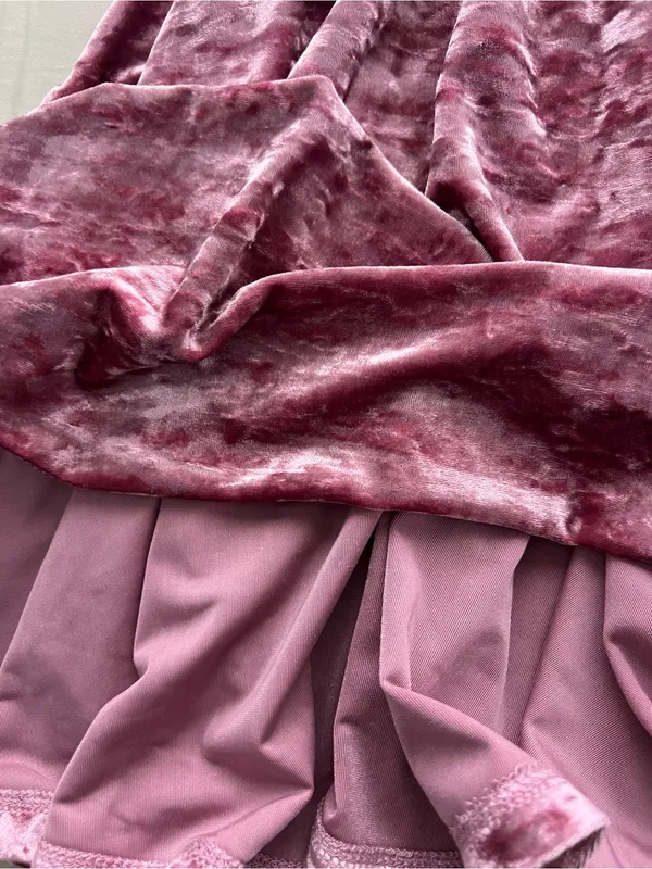 Pink Crushed Velvet Mini Babydoll Dress - Image 2