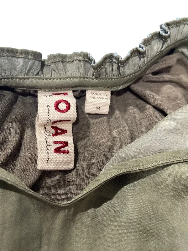 Dolan Anthropologie Prairie Blouse Olive Green Size M Boho Cottagecore Spring - Image 3
