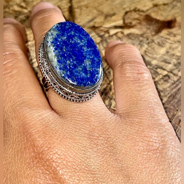 Lapis Lazuli Ring Size 7 Blue - Image 3