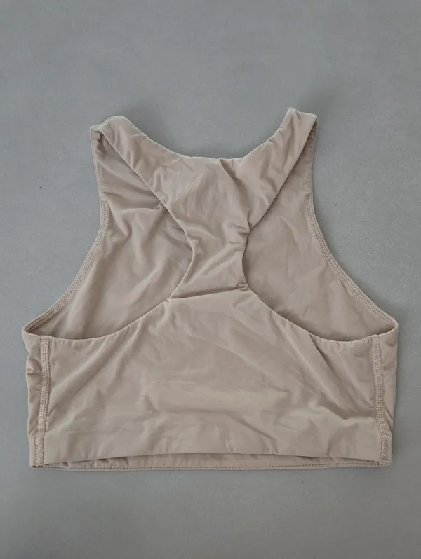 Skims Beige Sleeveless High-Neck Sport Bra Size S - Image 4