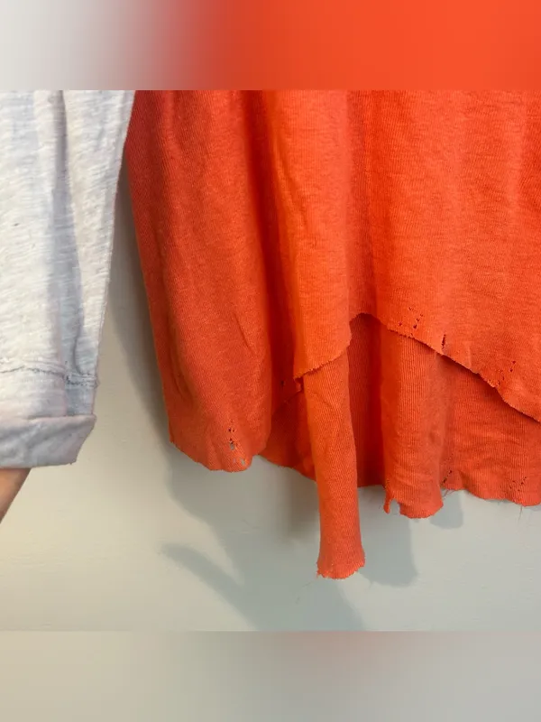 NWT We The Free People Star Henly Orange & Grey Distressed Oversized Top Small - Image 11