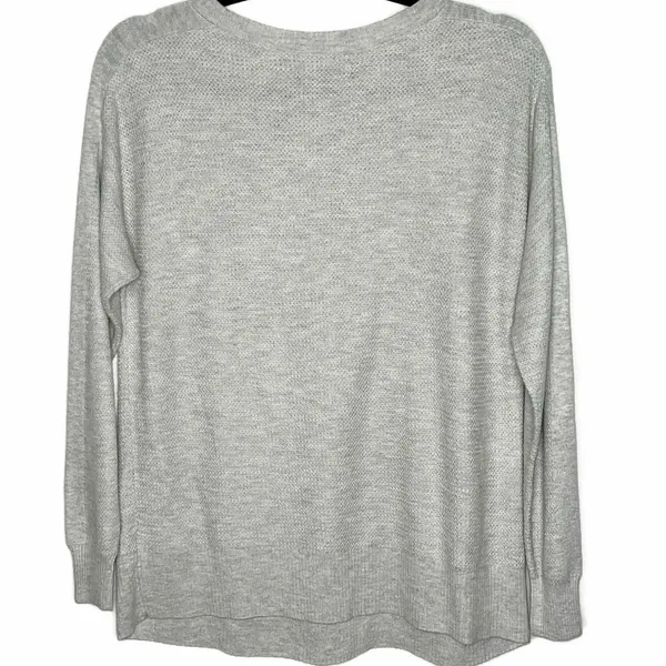 American Eagle Crew Neck Waffle Knit Top Long Sleeve Shirt Grey Size Small - Image 2