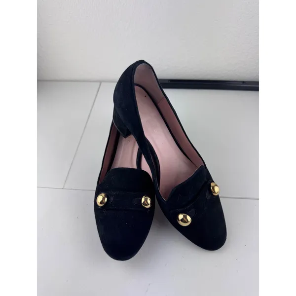Kate Spade Middleton Black Suede Block Heel Loafers Pointed Heel Womens Size 6.5 - Image 2
