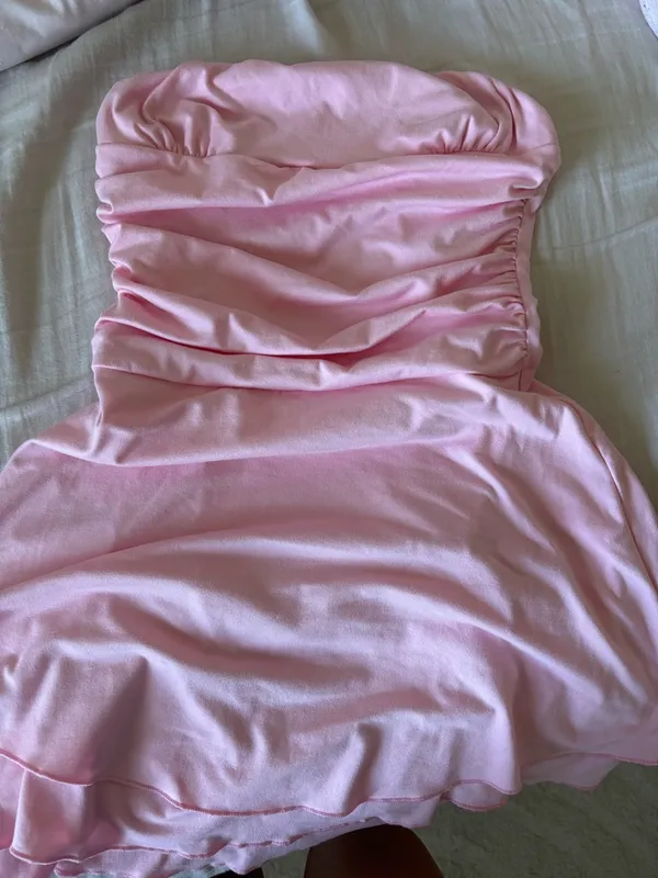Strapless Ruched Pink Women's Dress Size XS - Image 2