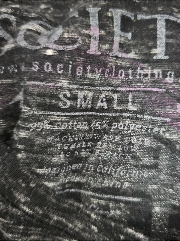 Buckle Society Graphic Tee Small Black Pink Burnout Fitted Y2K Grunge Streetwear - Image 6