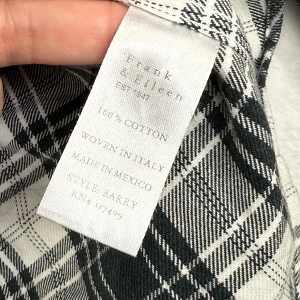 Frank‎ & Eileen Womens Flannel Shirt Black White Plaid Cotton Top Small - Image 7