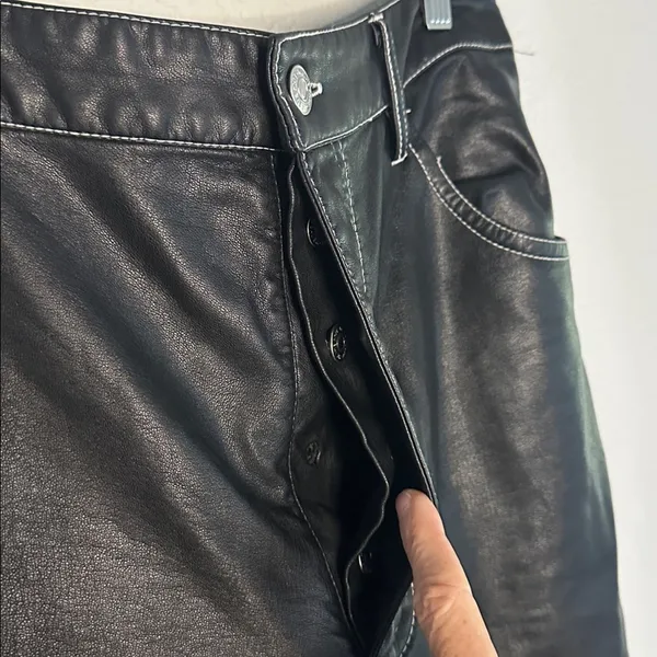 We the Free People It Factor Vegan Leather Pants Topstitching Size 12 Grunge - Image 6