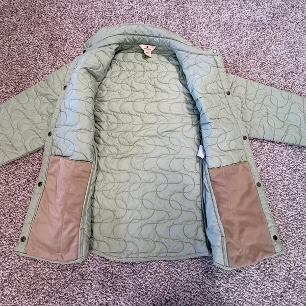 Woolrich Quilted‎ Light Sage Jacket Women Small Snap Button Coat Outdoor Winter - Image 6
