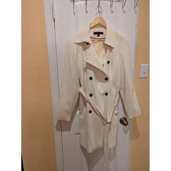 Ann Klein Belted Trench Coat Ivory- Women’s M - Image 3