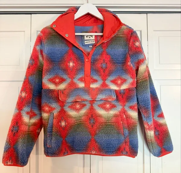Billabong switchback Aztec print Sherpa fleece pullover size M - Image 2
