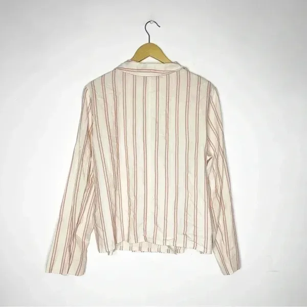 J. Crew Stripe Long Sleeve Wrap Blouse Size Large - Image 5