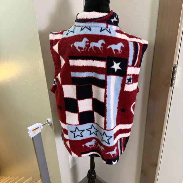 Christopher & Banks Americana‎ Western Patriotic Fleece Vest Button Down Red XL - Image 5