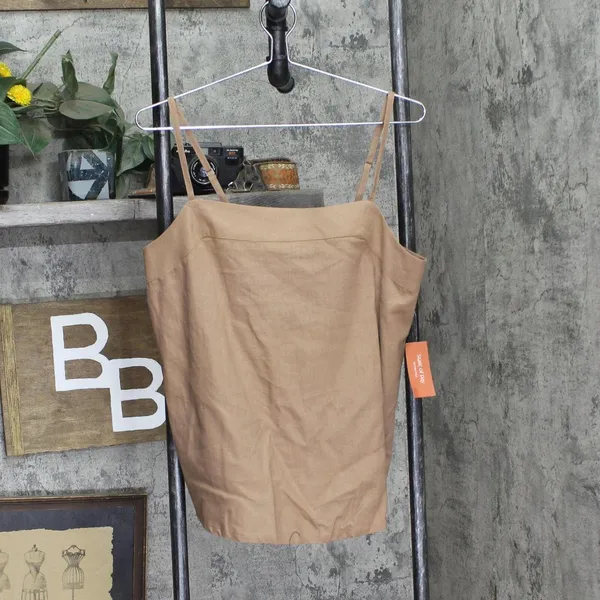 NWT State Of Day 2-Pc. Sleeveless Pajama Set Linen Blend Natural Umber Brown M - Image 5