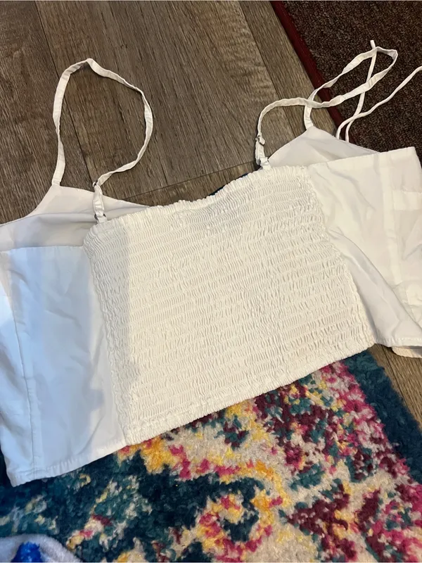 Abercrombie White Tie-Front Cropped Cami Top - Image 8