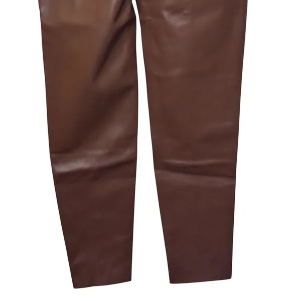 Zara Women's Legging High-Rise Skinny Leg Faux Leather Minimalist‎ Brown XS NWT - Image 7