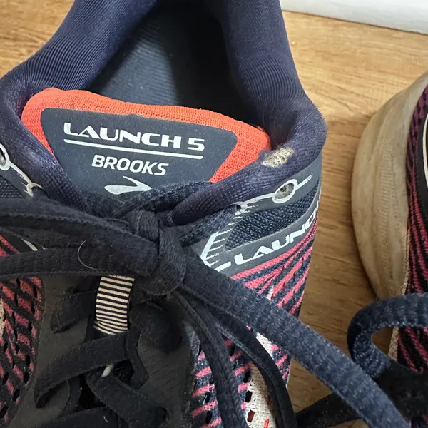 Brooks | Women's Launch 5 Navy Pink Orange Athletic Running Shoes, Size 8 - Image 4