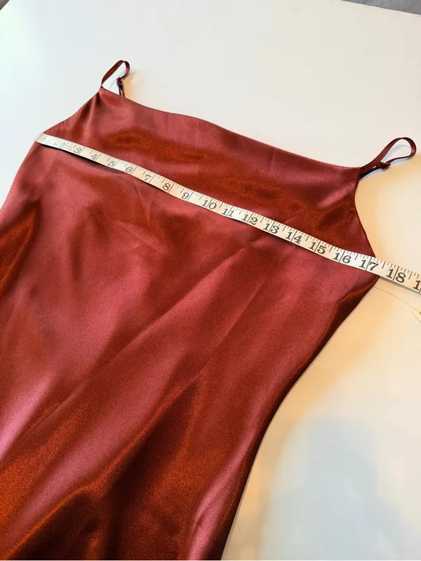 Altar'D State Carlotta dress, midi length satin slip dress, maroon, size S NWT - Image 3