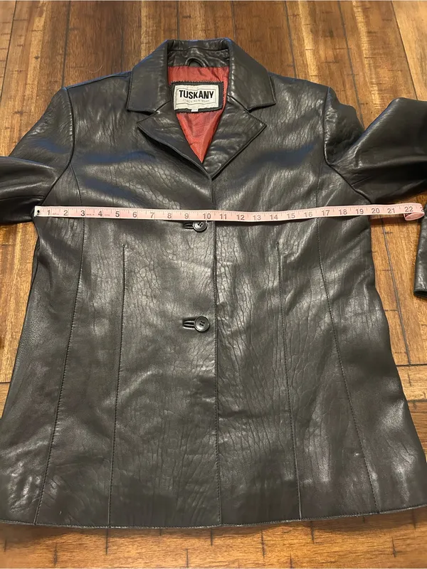 Tuskany Womens XXL Genuine Leather Blazer Jacket Black Y2K Fitted - Image 9