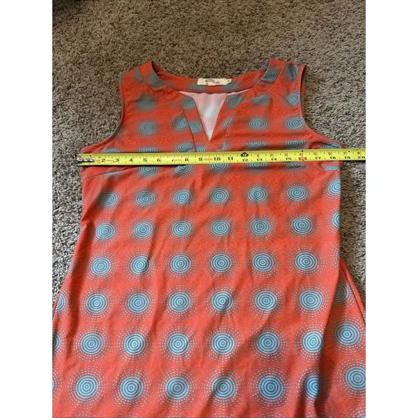 Aryeh Printed Dress Orange & Gray Spiral Sleeveless Shift Dress Size Medium - Image 3