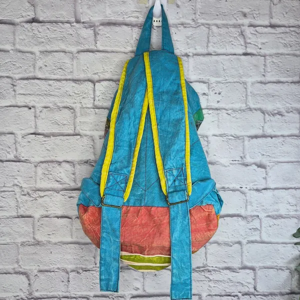 Nepal Cotton Patchwork Backpack Boho Hippie Festival Razor Cut Peace Sign Bag - Image 7