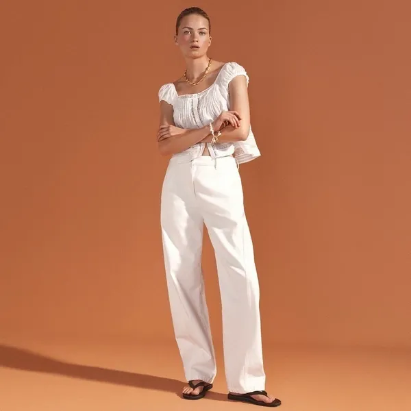 NWT!! J. CREW Lower Rise‎ Full Length Slim Wide Jeans Solid White Retro Size 24 - Image 5