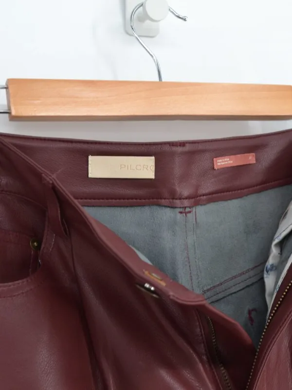Anthropologie Pilcro The Breaker Cropped Faux Leather Pants Burgundy Wine 27 - Image 5