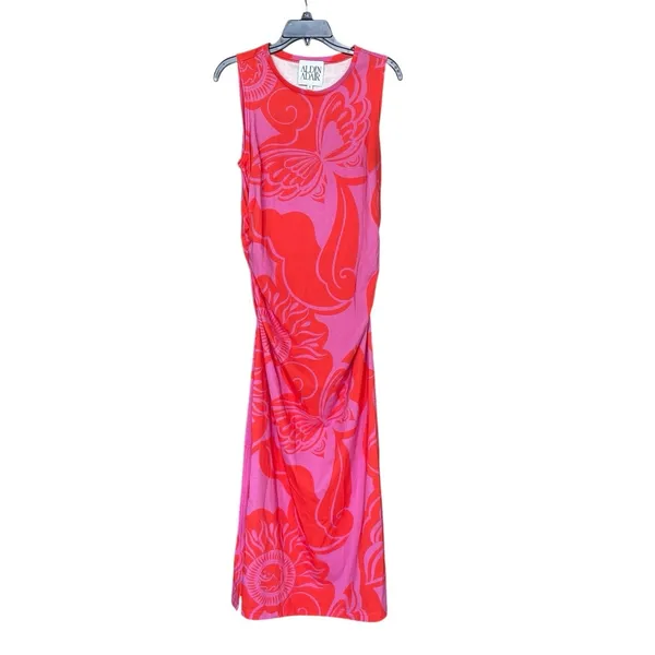 Alden Adair Red Pink Floral Maxi Dress Size Small - Image 2