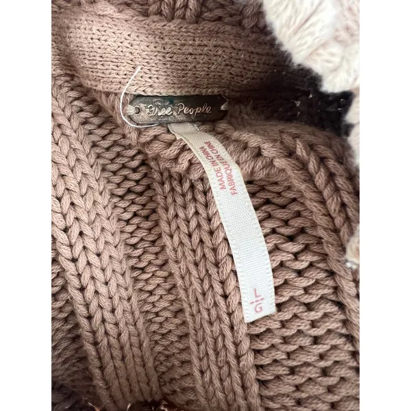 Free People‎ Sweetheart Chunky Knit Mockneck Sweater Sandcastle L - Image 8