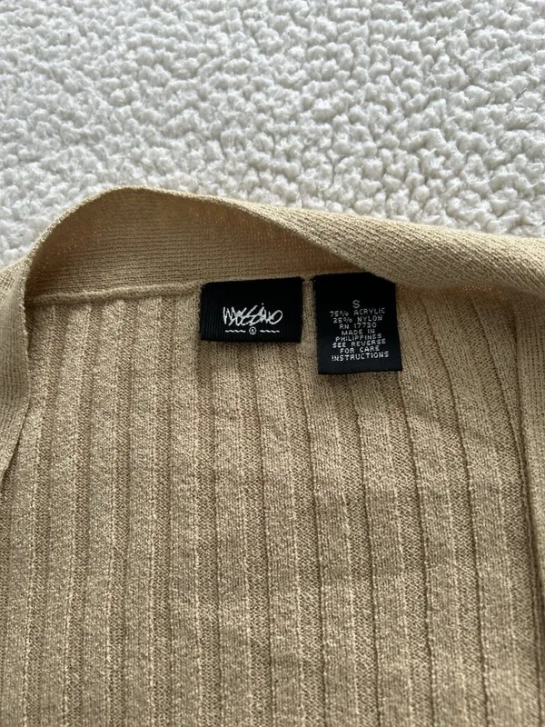 Mossimo Collarless Long Sleeve Open front Rib Knit Cardigan Gold Size S - Image 3