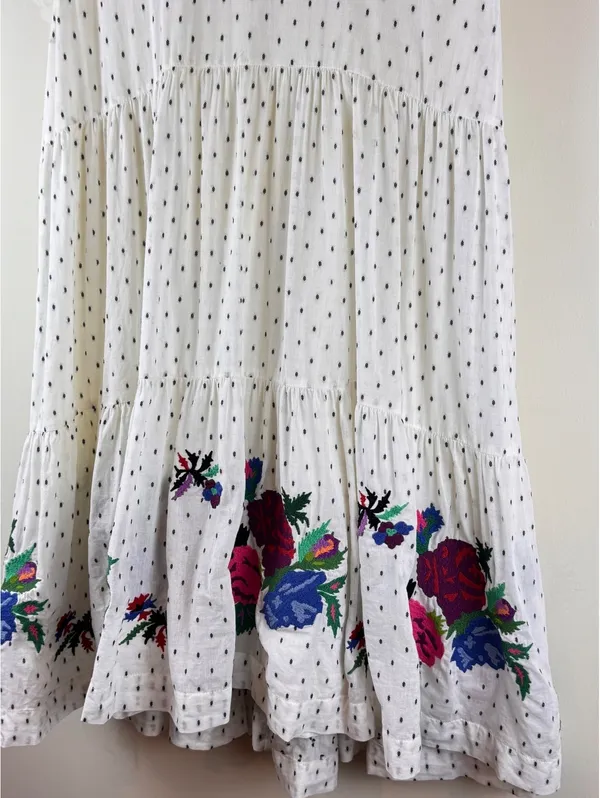 HATCH White Floral Embroidered Tiered Maternity Dress Size 1 Small - Image 6