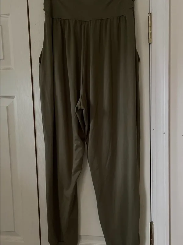Source Unknown Olive Green Draped Jogger Pants - Image 2