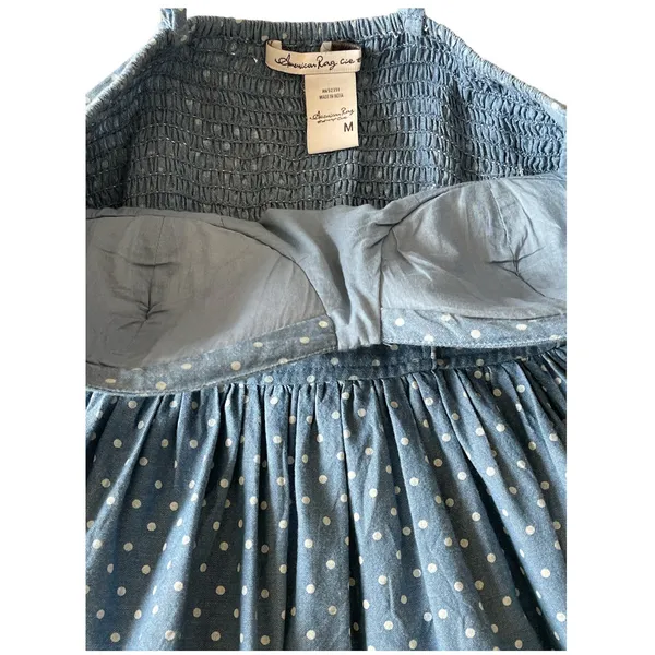 American Rag Co. Blue with white Polka Dots Corset Mini Dress size Medium - Image 5