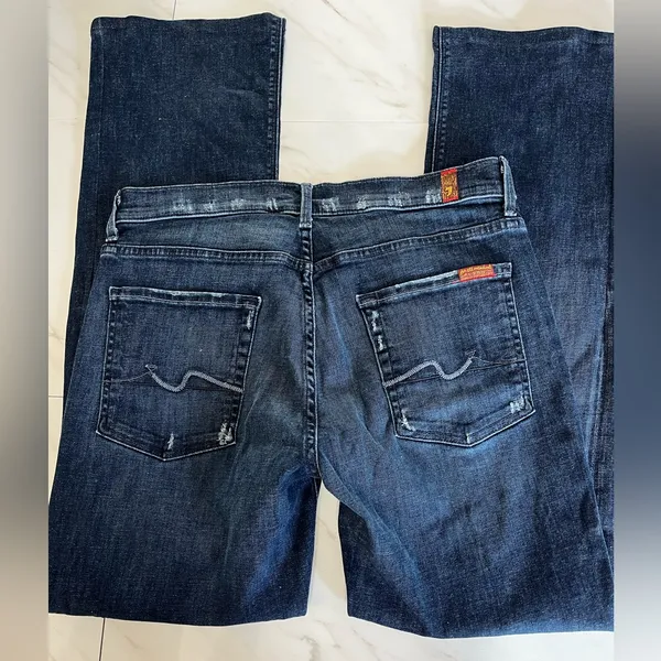 7 for all mankind stretch high waist bootcut distressed jean size 31 - Image 2
