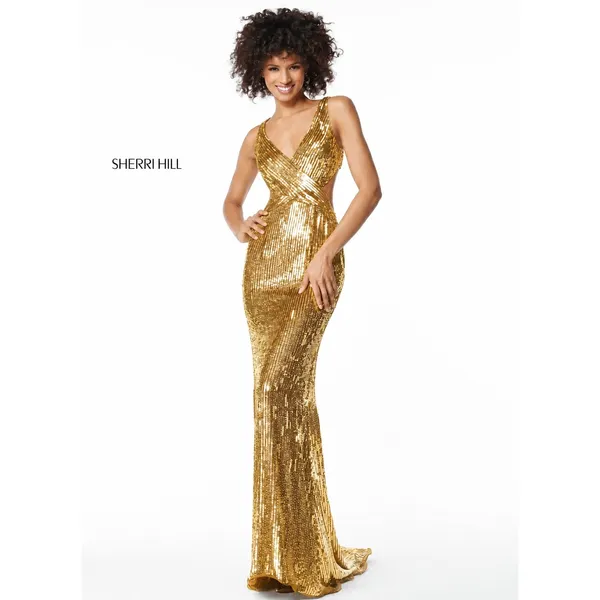 Sherri Hill Style 51364 Gold Sequin Gown‎ Size 8 NWT Retail $698 - Image 2