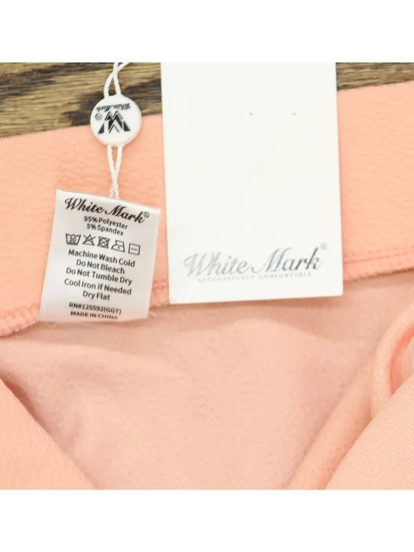 White Mark Flared Elastic Waist Midi Skirt with Side Pockets PS709 Peach Pink 1X - Image 4