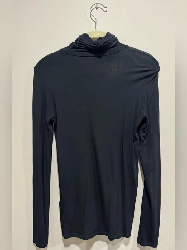 Black Second Skin Turtleneck Top Fitted Layering Made Portugal M - Image 3