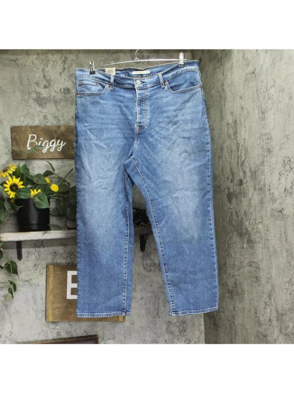 NWT Levi's Wedgie Straight Leg Jeans with Button Fly Love in the Mist Blue 20W - Image 2