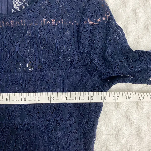 Lulus Remarkable Navy Blue Sheer Lace Short Sleeve Event Cocktail Mini Dress M - Image 8