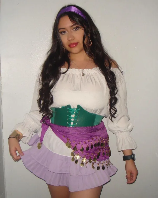 Purple Pleated Layered Skirt Size M - Image 3