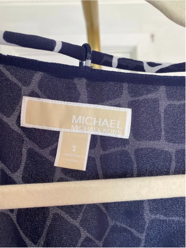 Michael Kors Geometric Mini Dress Navy‎ White Giraffe Boho Quiet Luxury Parisian - Image 4