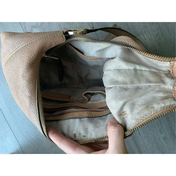 Michael Kors Rhea zip Shoulder Bag 100% leather in Suntan beige tan hobo - Image 6