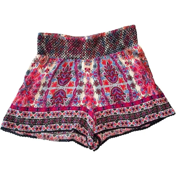 Altar'd State Women's Multi/Pink Flowy Shorts - Elastic Waistband - M Boho - Image 2