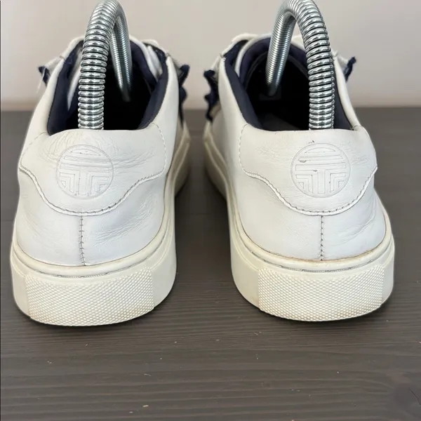 Tory‎ Burch Sport White Leather Ruffle Low Top Sneakers Lace Up Size 7 - Image 4