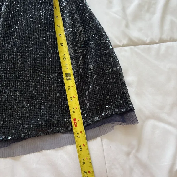 Free‎ People Mini Skirt Womens 6 Bodycon Wild Child Slate Blue Sequin Mesh - Image 3